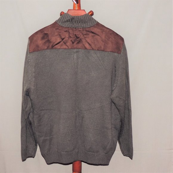 Scandia Woods gray and brown zip front cardigan sweater - Picture 5 of 5